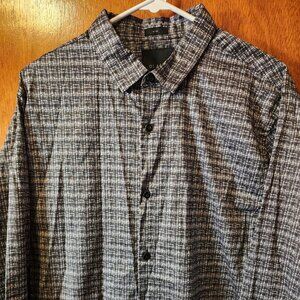 Men's Large 01.ALGO Gray/Black Slim Fit Stretch Long Sleeve Button Down Shirt